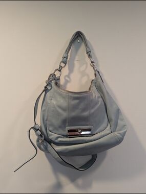 Coach Leather Hobo Shoulder Bag in Light Blue *Needs Cleanup*